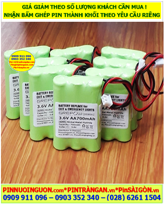 Pin sạc 3.6v AA700mAh; Pin đèn exit thoát hiểm 3.6v AA700mAh; Pin đèn sự cố khẩn cấp 3.6v AA700mAh